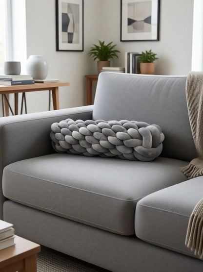 Knotted Bolster Cushion Pillow – Soft Decorative Support for Sofa & Bed