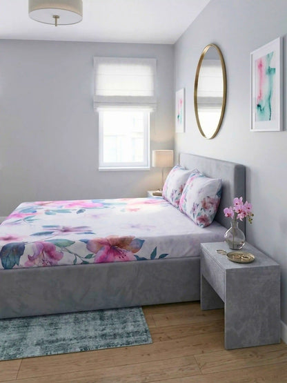 Bella Cotton Digital Motifs Queen Size Bedsheet Set (300 TC)