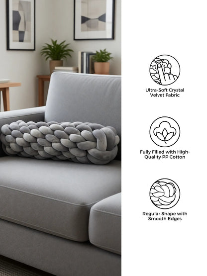 Knotted Bolster Cushion Pillow – Soft Decorative Support for Sofa & Bed