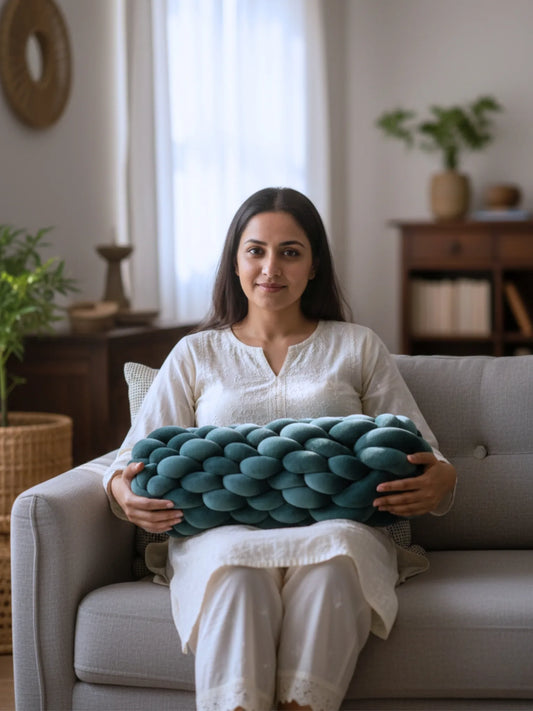 Knotted Bolster Cushion Pillow – Soft Decorative Support for Sofa & Bed