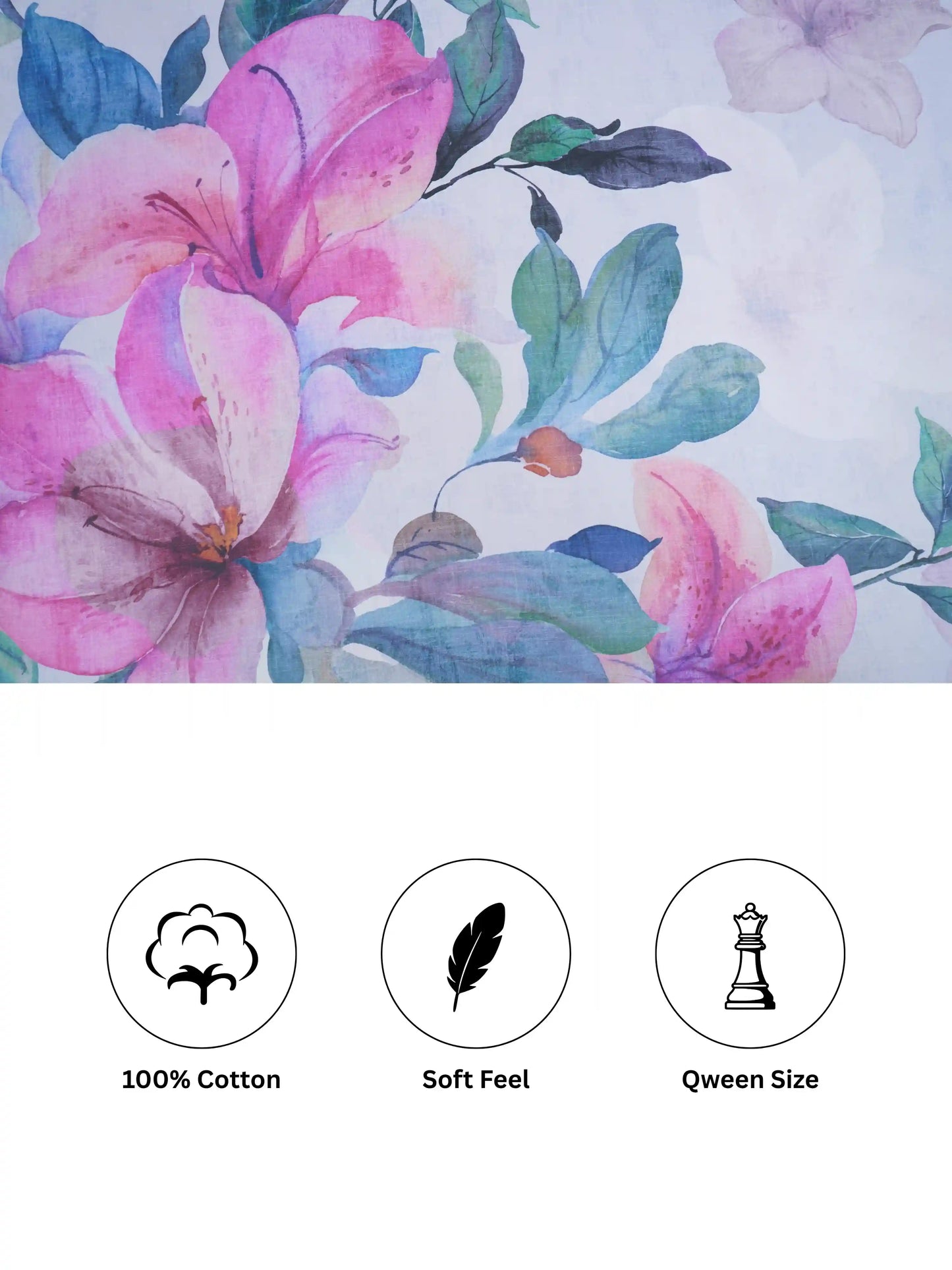 Bella Cotton Digital Motifs Queen Size Bedsheet Set (300 TC)