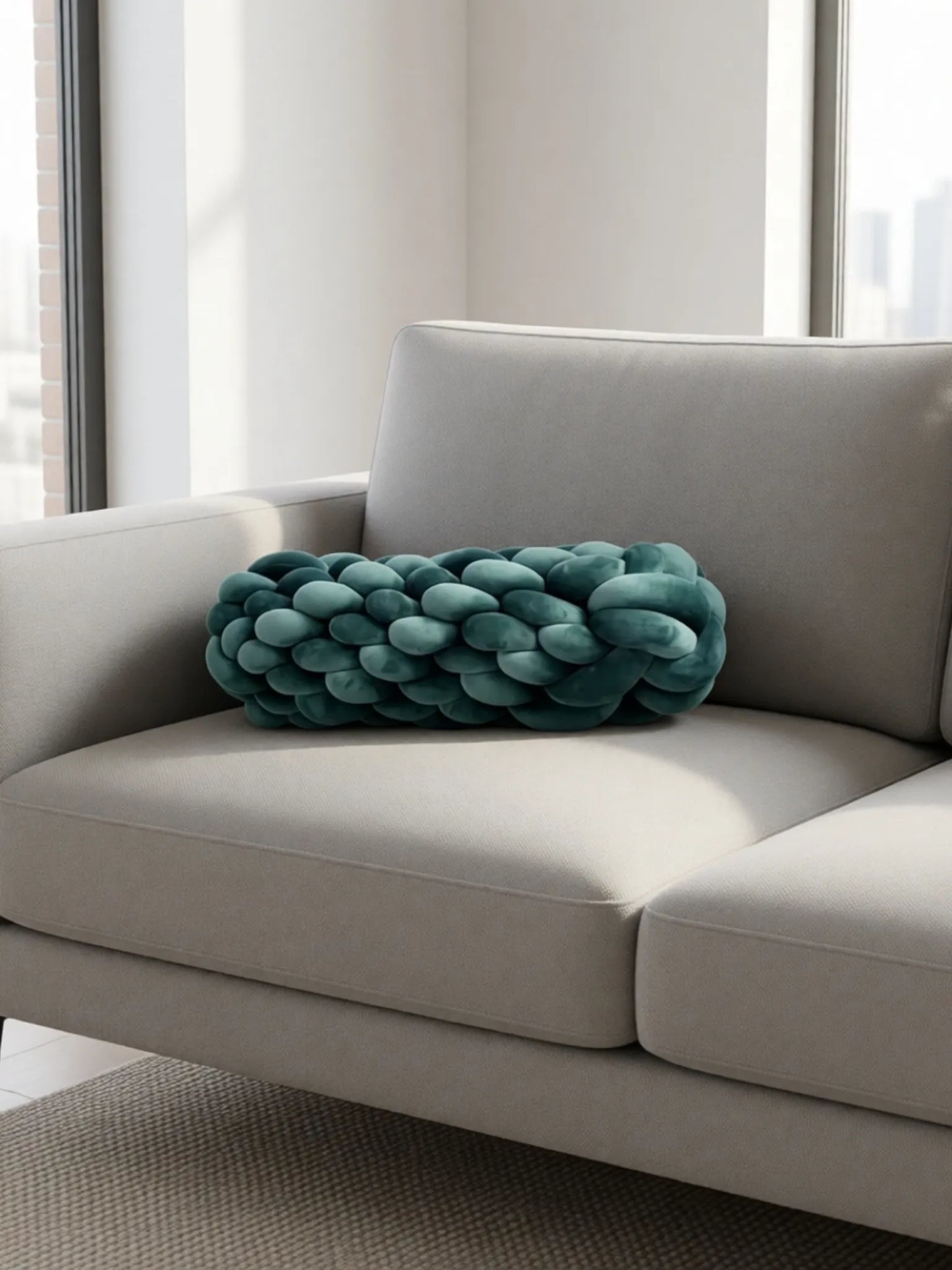 Knotted Bolster Cushion Pillow – Soft Decorative Support for Sofa & Bed