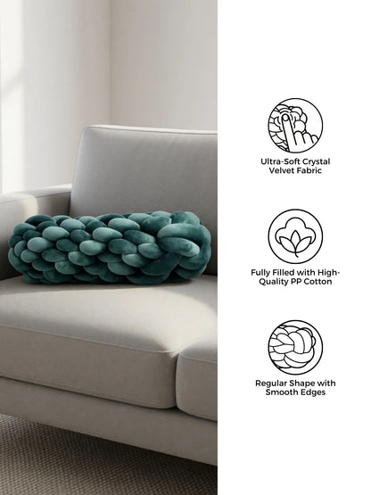 Knotted Bolster Cushion Pillow – Soft Decorative Support for Sofa & Bed