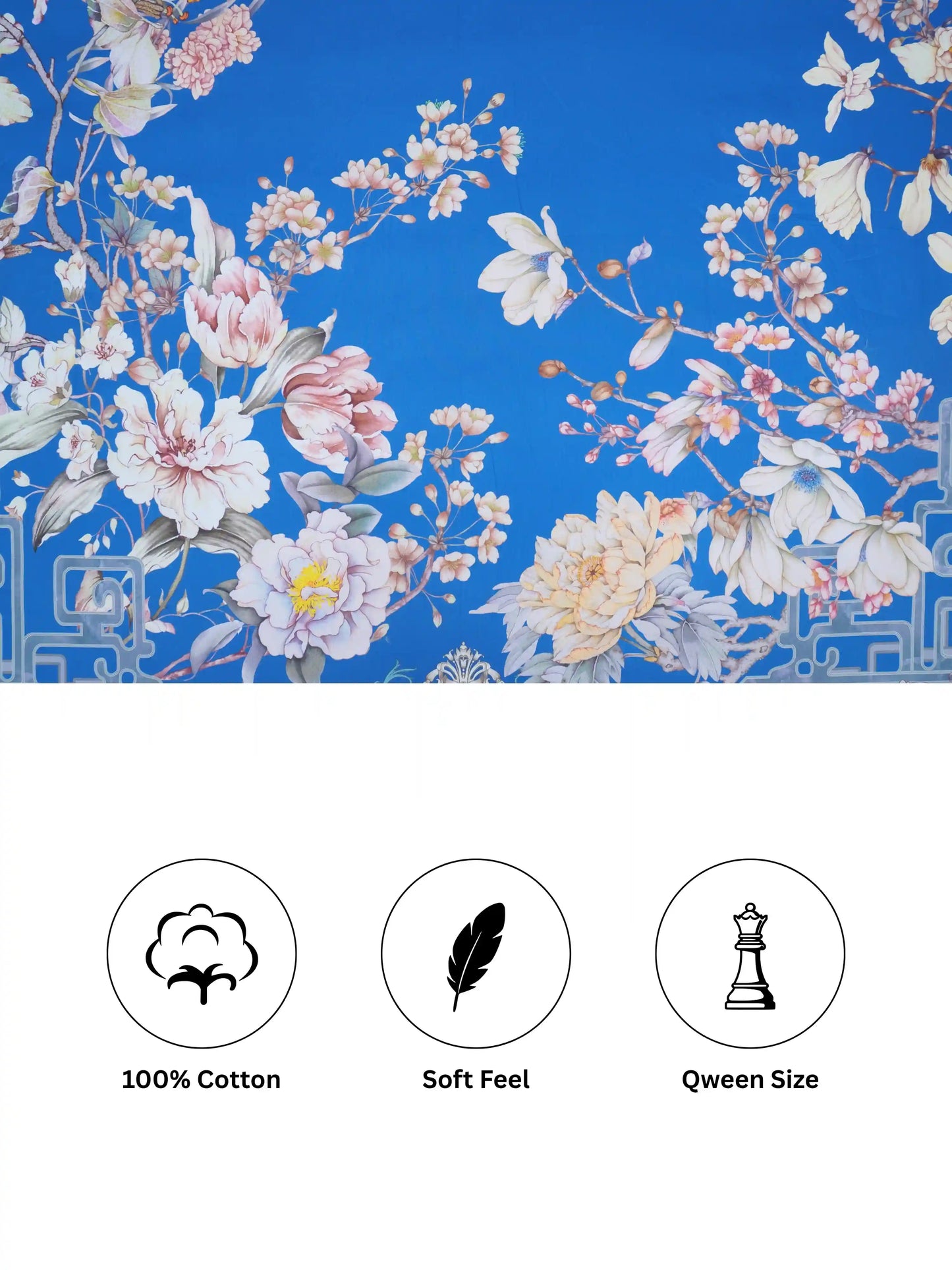 Bella Cotton Digital Motifs Queen Size Bedsheet Set (300 TC)
