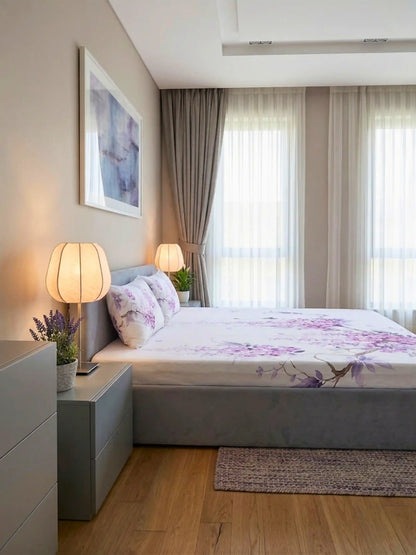 Bella Cotton Digital Motifs Queen Size Bedsheet Set (300 TC)