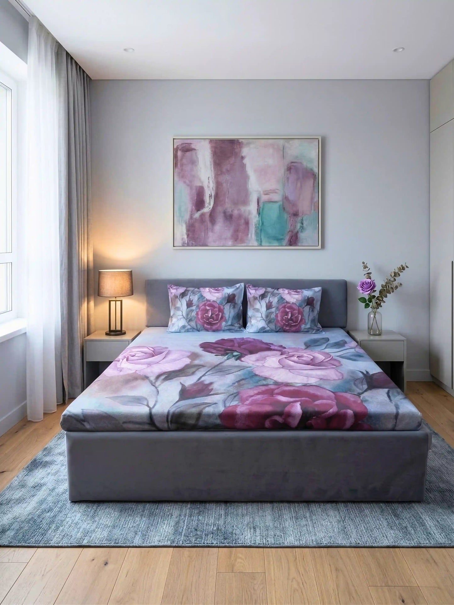 Bella Cotton Digital Motifs Queen Size Bedsheet Set (300 TC)