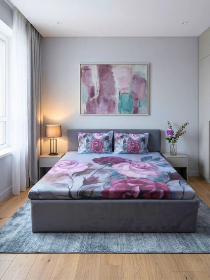 Bella Cotton Digital Motifs Queen Size Bedsheet Set (300 TC)