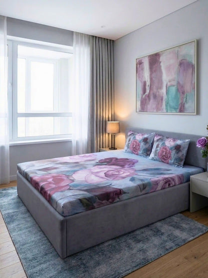 Bella Cotton Digital Motifs Queen Size Bedsheet Set (300 TC)