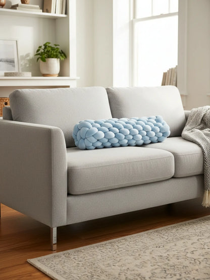 Knotted Bolster Cushion Pillow – Soft Decorative Support for Sofa & Bed
