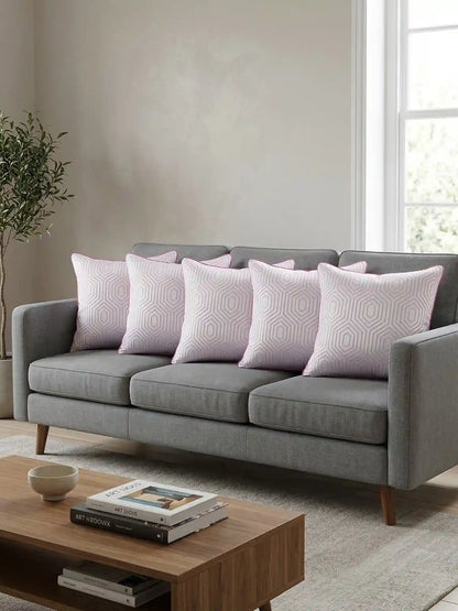 Geometric Pattern Cushion Covers with Hidden Zipper (Set of 5)