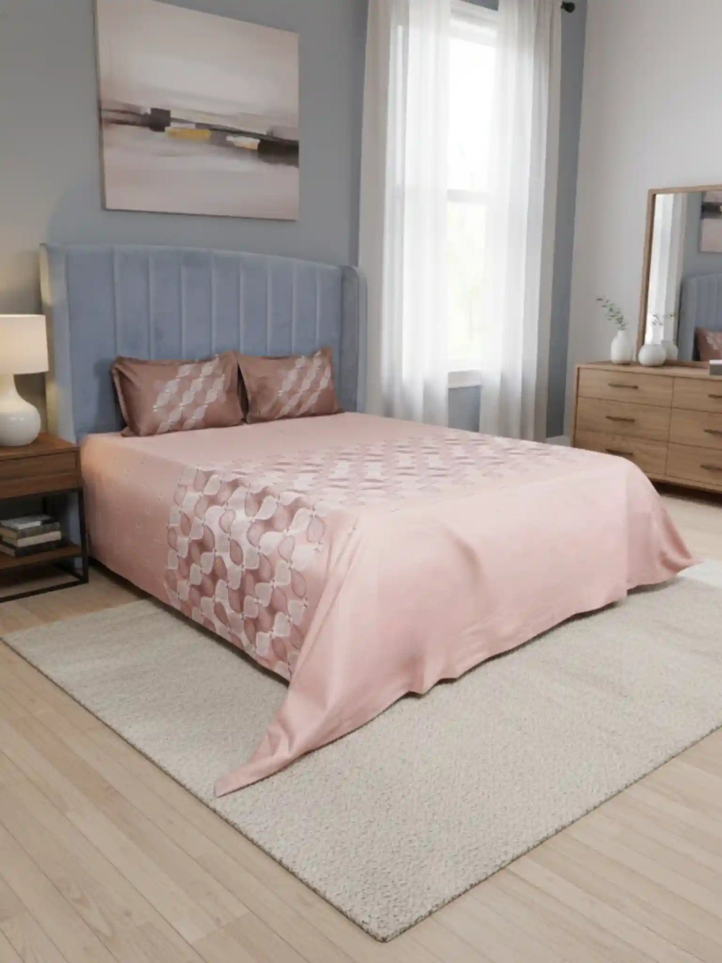 Soft Feel, Abstract King Bed Sheet Set with 2 Pillow Cases – 100% Cotton (300 TC)