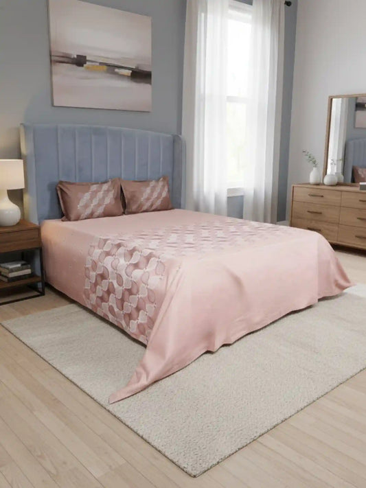 Soft Feel, Abstract King Bed Sheet Set with 2 Pillow Cases – 100% Cotton (300 TC)