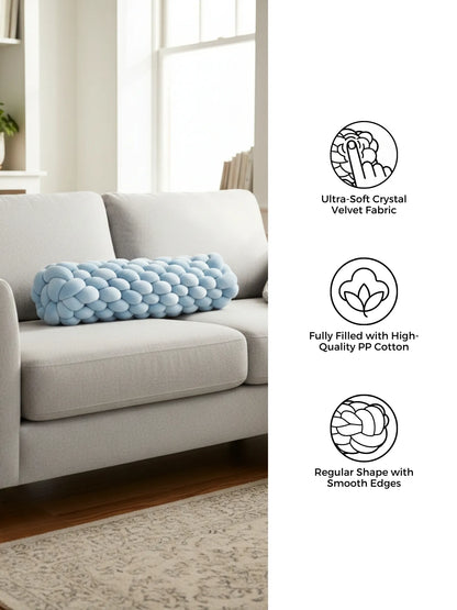 Knotted Bolster Cushion Pillow – Soft Decorative Support for Sofa & Bed