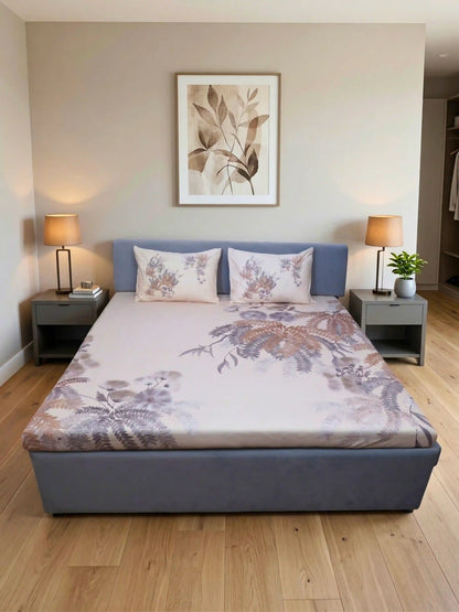 Bella Cotton Digital Motifs Queen Size Bedsheet Set (300 TC)