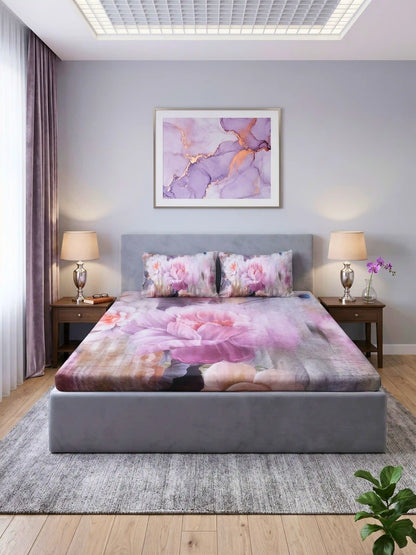 Bella Cotton Digital Motifs Queen Size Bedsheet Set (300 TC)