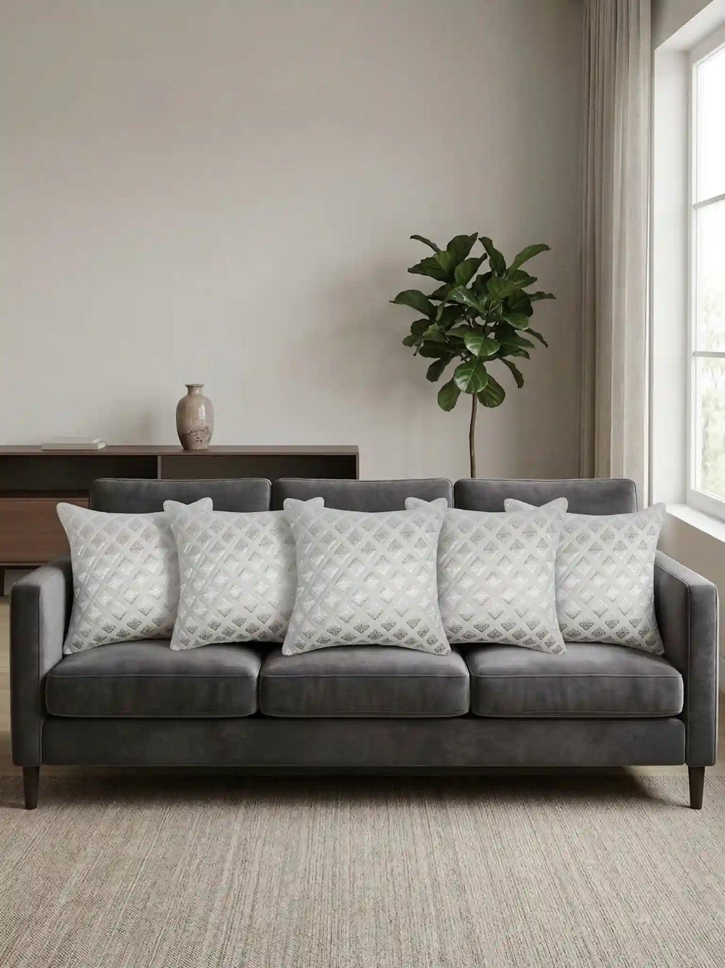 Printed Cushion Covers with Concealed Zipper (Set of 5)