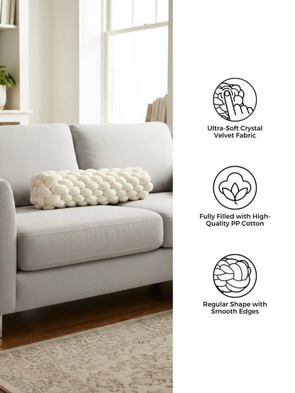 Knotted Bolster Cushion Pillow – Soft Decorative Support for Sofa & Bed