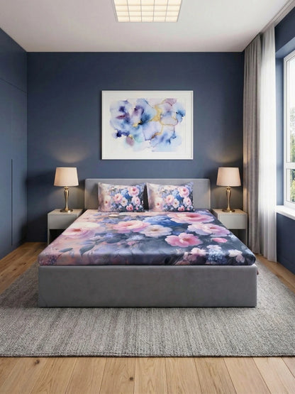 Bella Cotton Digital Motifs Queen Size Bedsheet Set (300 TC)