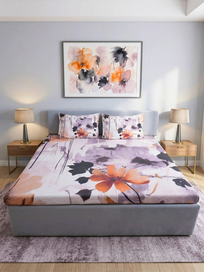 Bella Cotton Digital Motifs Queen Size Bedsheet Set (300 TC)