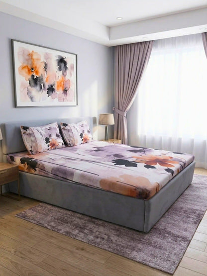 Bella Cotton Digital Motifs Queen Size Bedsheet Set (300 TC)