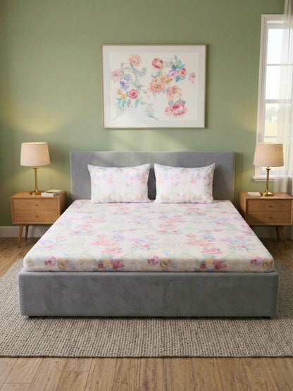 Essenze Digital Cotton Queen Size Bedsheet Set (300 TC)