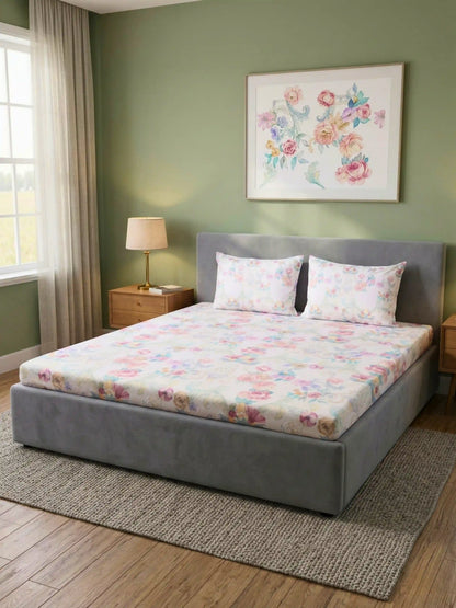 Essenze Digital Cotton Queen Size Bedsheet Set (300 TC)