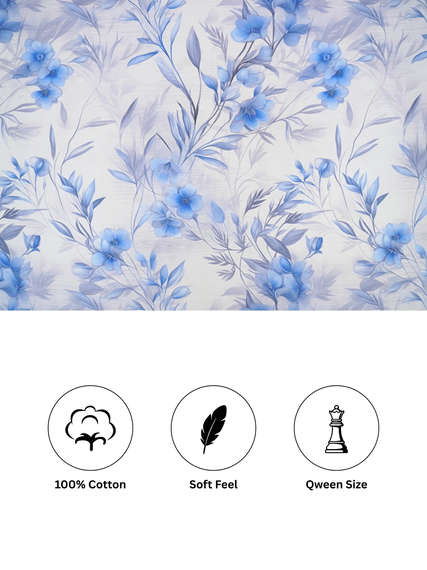 Essenze Digital Cotton Queen Size Bedsheet Set (300 TC)