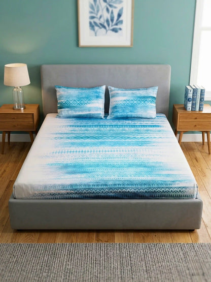 Essenze Digital Cotton Queen Size Bedsheet Set (300 TC)