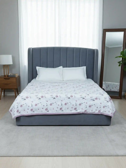AtoZ Home Decor Royal Floral Check Reversible Cotton Double Dohar (224 x 240 cm)