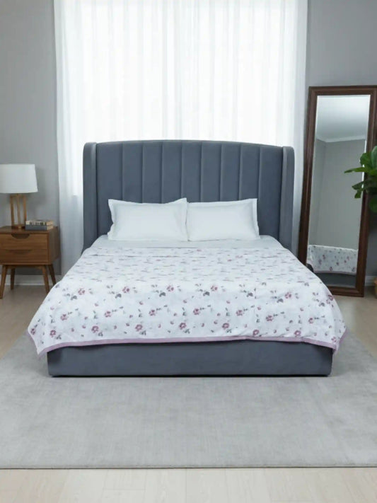 AtoZ Home Decor Royal Floral Check Reversible Cotton Double Dohar (224 x 240 cm)