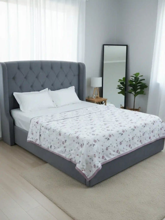 AtoZ Home Decor Royal Floral Check Reversible Cotton Double Dohar (224 x 240 cm)