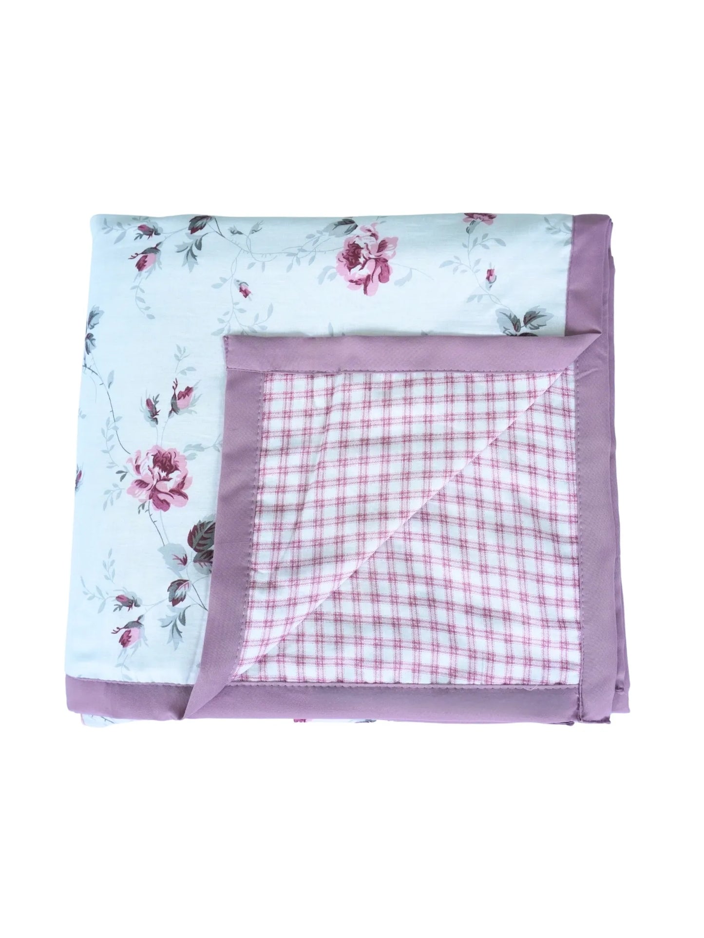 AtoZ Home Decor Royal Floral Check Reversible Cotton Double Dohar (224 x 240 cm)