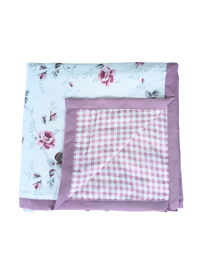 AtoZ Home Decor Royal Floral Check Reversible Cotton Double Dohar (224 x 240 cm)