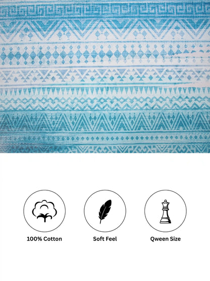 Essenze Digital Cotton Queen Size Bedsheet Set (300 TC)