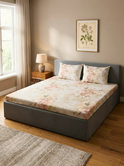 Essenze Digital Cotton Queen Size Bedsheet Set (300 TC)