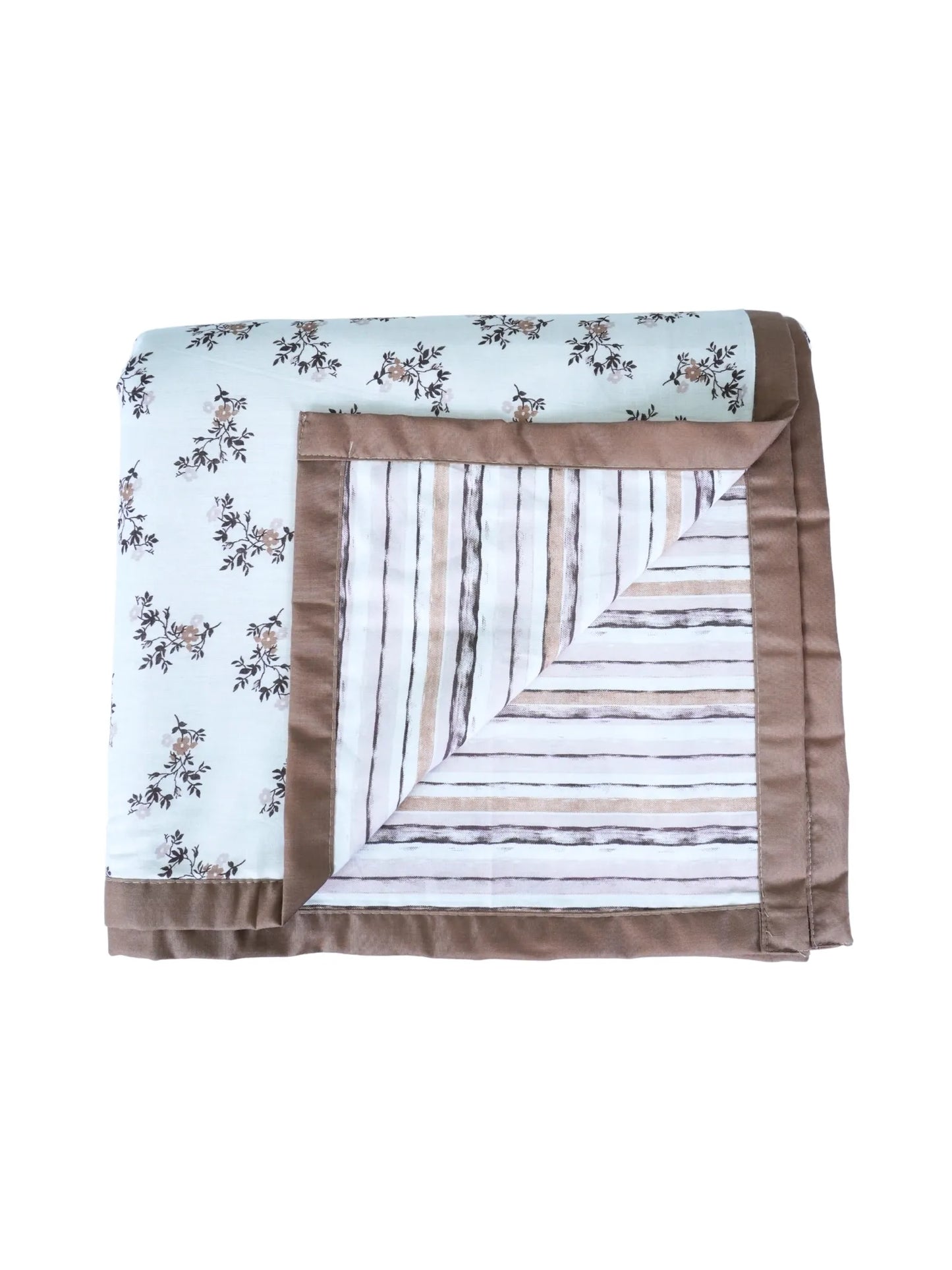 AtoZ Home Decor Royal Stripe Floral Reversible Cotton Double Dohar (224 x 240 cm)