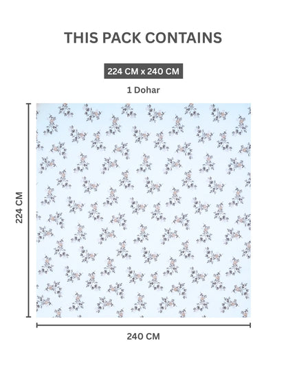 AtoZ Home Decor Royal Stripe Floral Reversible Cotton Double Dohar (224 x 240 cm)