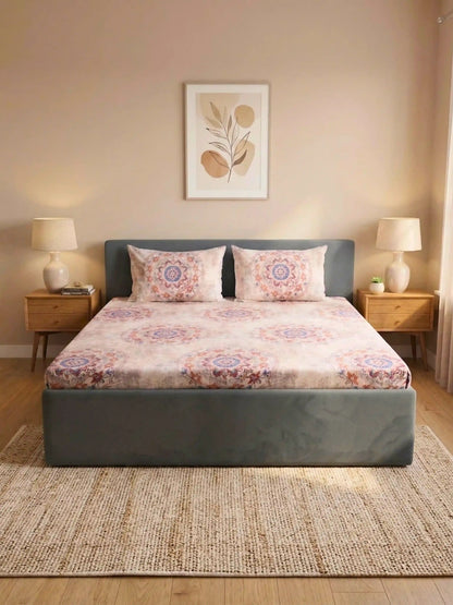 Essenze Digital Cotton Queen Size Bedsheet Set (300 TC)