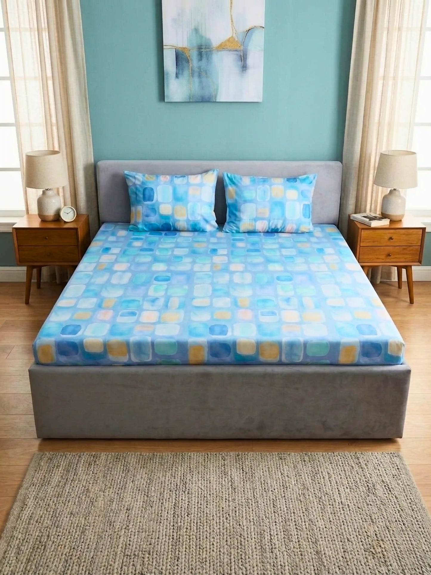 Essenze Digital Cotton Queen Size Bedsheet Set (300 TC)