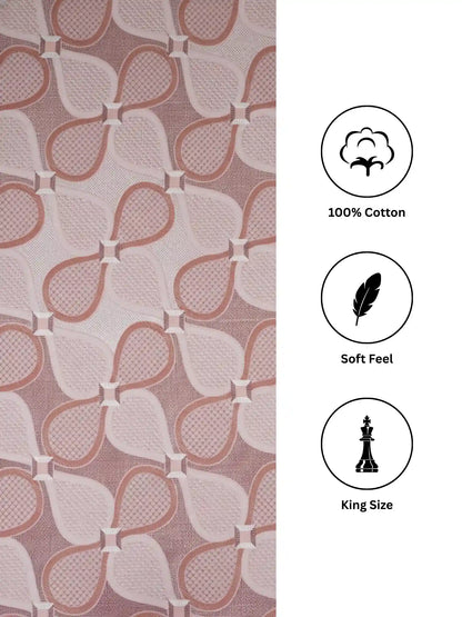 Soft Feel, Abstract King Bed Sheet Set with 2 Pillow Cases – 100% Cotton (300 TC)