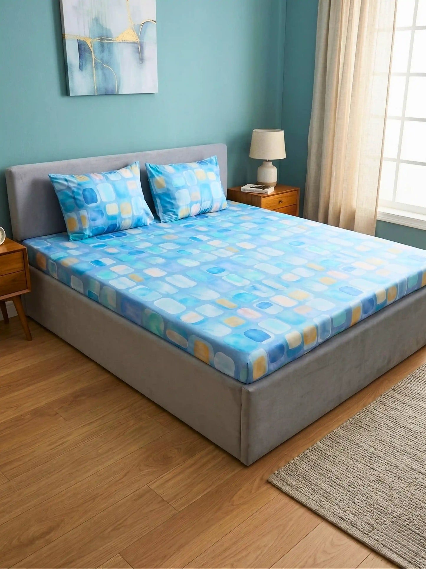 Essenze Digital Cotton Queen Size Bedsheet Set (300 TC)