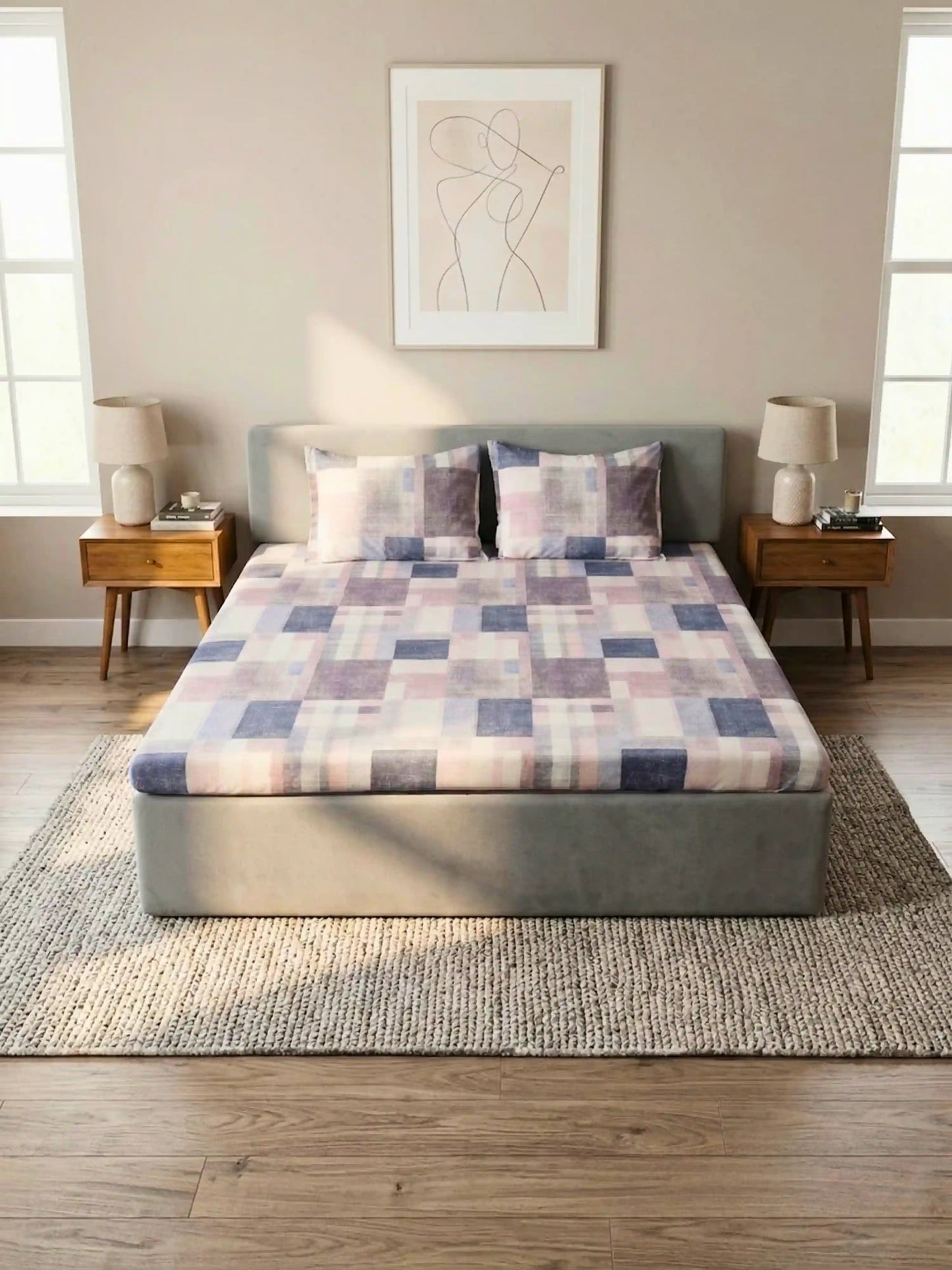 Essenze Digital Cotton Queen Size Bedsheet Set (300 TC)