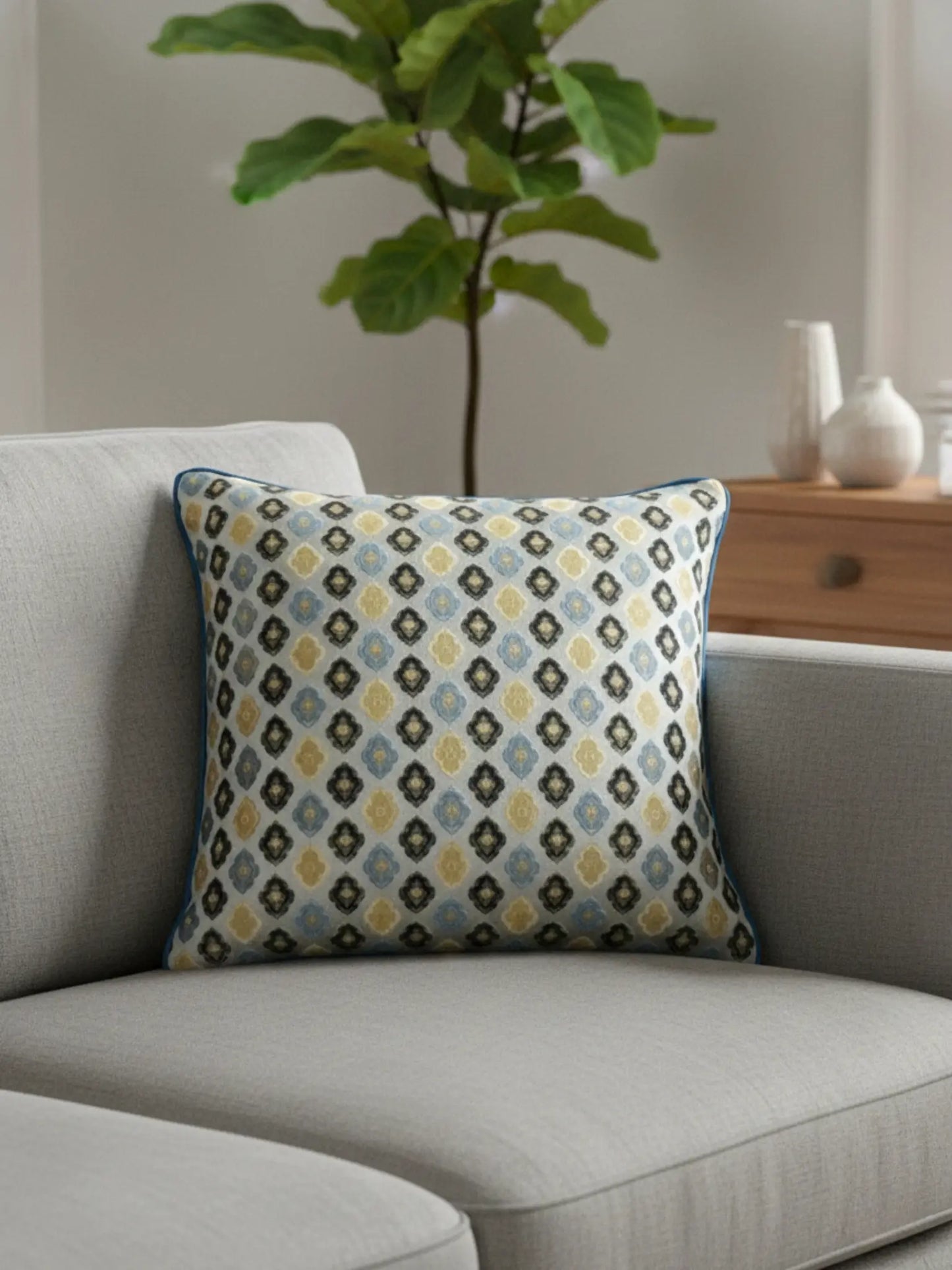 Printed Geometric Cushion Covers with Hidden Zipper (Set of 5)