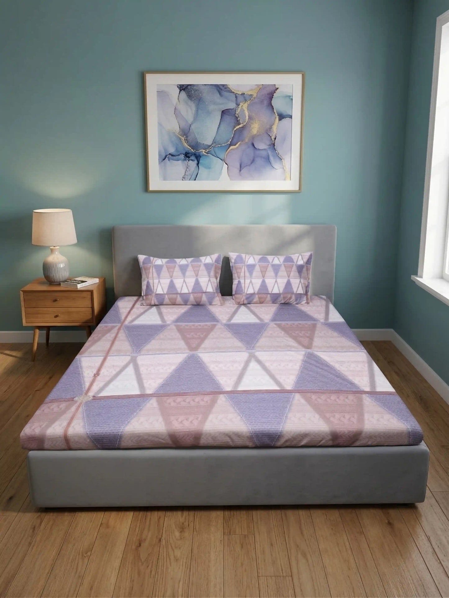 Essenze Digital Cotton Queen Size Bedsheet Set (300 TC)