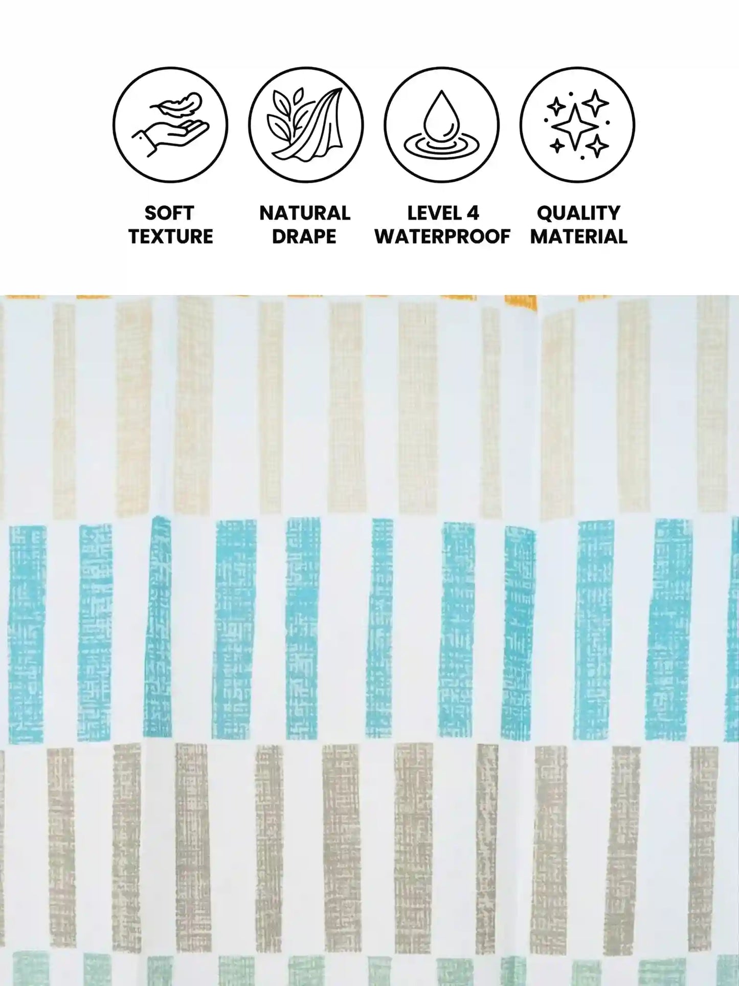 AtoZ Home Decor Waterproof Shower Curtain with Hooks (Multi-Pattern Collection)