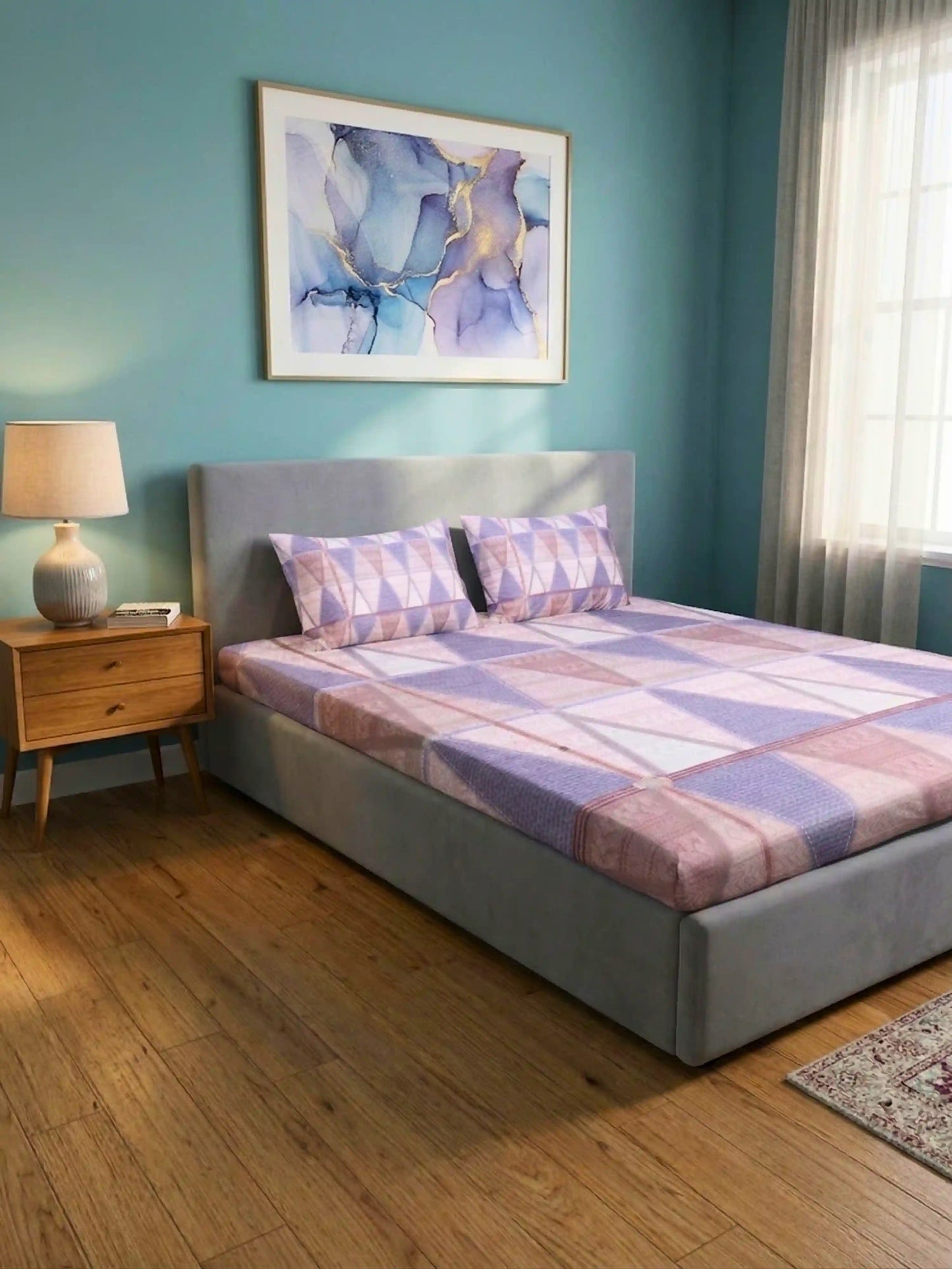 Essenze Digital Cotton Queen Size Bedsheet Set (300 TC)