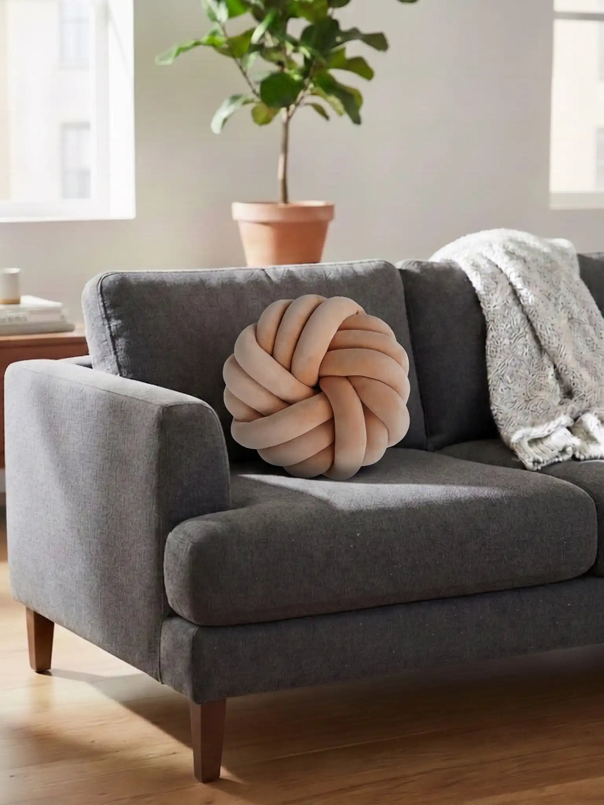 Round Knotted Cushion Ball Pillow – Soft Decorative Sofa & Bed Accent