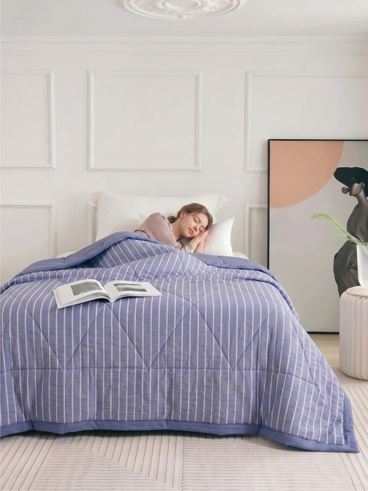 AC Comforter Striped Single with Fiber Filling (150x230 cm) Multiple Colors Available