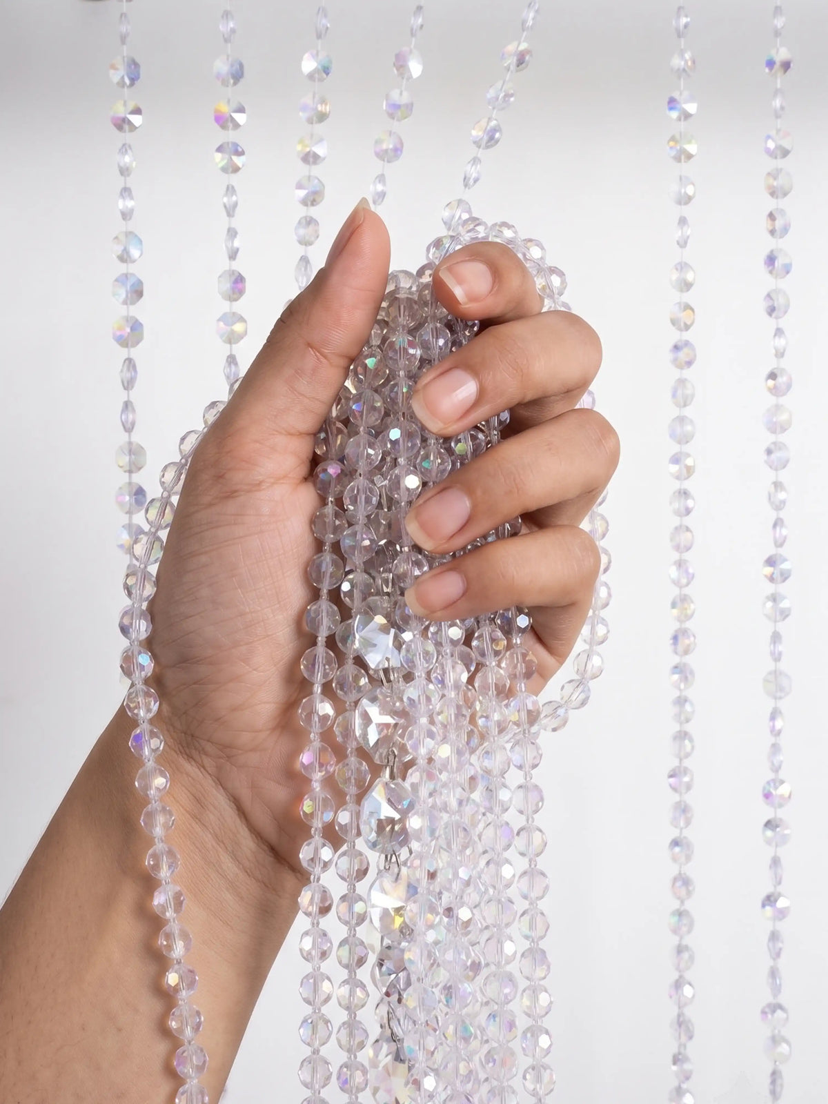 Atoz Home Decor Crystal Beaded Room Divider Curtain| Faceted PVC | 4x7 ft