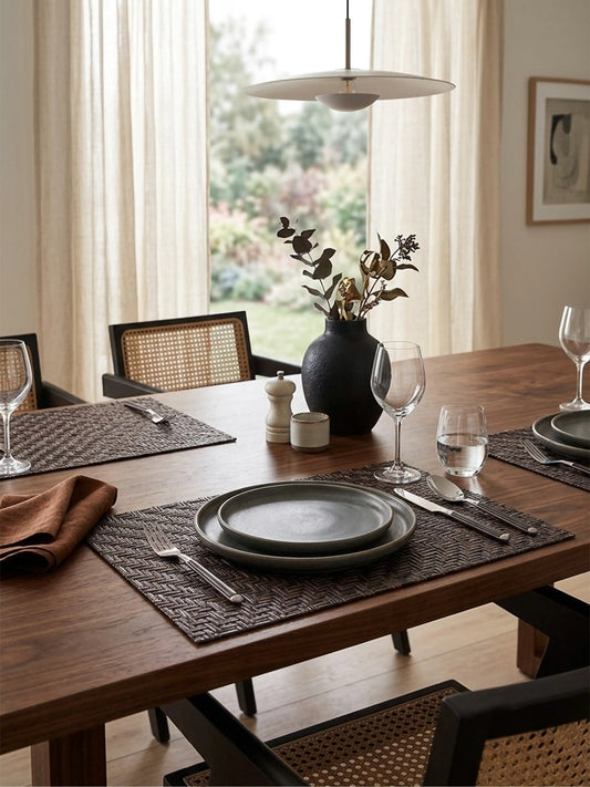 AtoZ Home Decor Modern Herringbone PVC Dining Placemats Set of 6